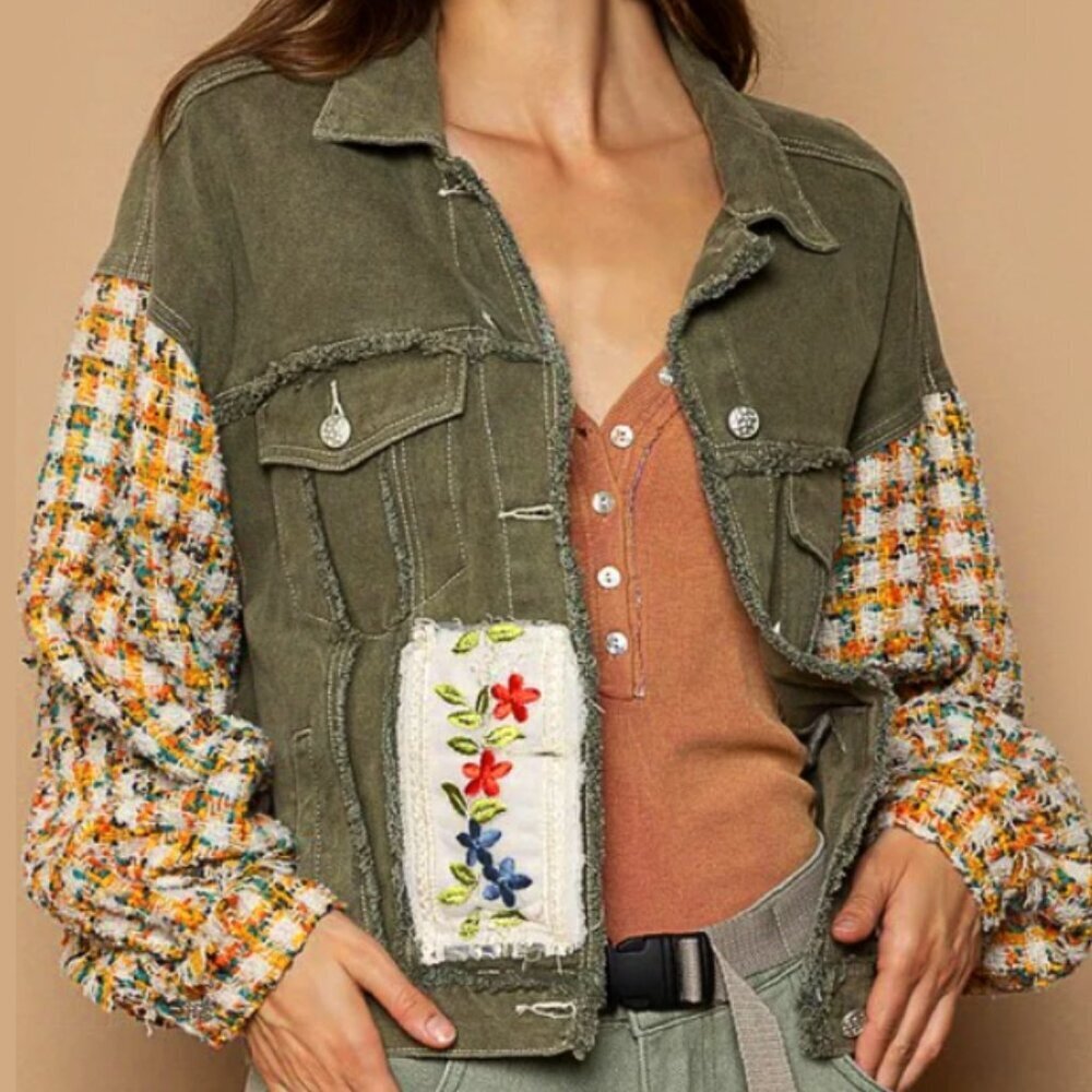 *NEW* POL Olive Embroidered Jacket